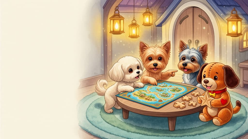 Game Room watercolor room inside Riley’s Magical Doghouse