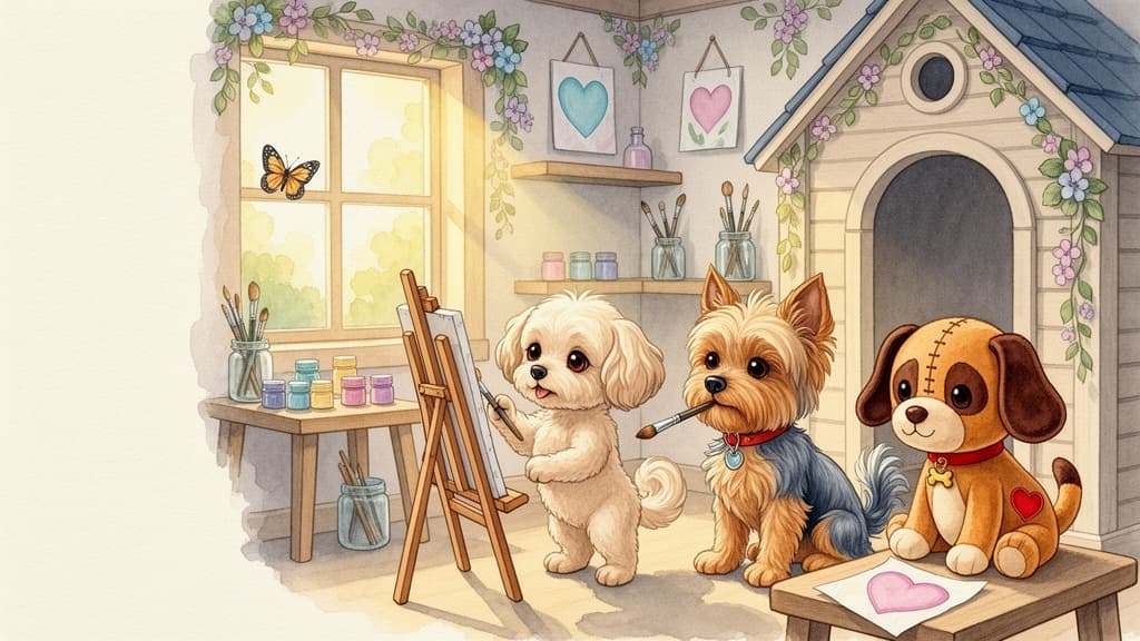 Art Studio watercolor room inside Riley’s Magical Doghouse